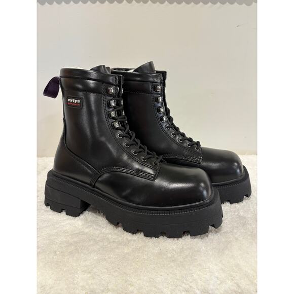 NWOB eytys Michigan Cow Leather Lace-Up Combat Work Boots Black Unisex M8.5/W10 - Picture 3 of 9